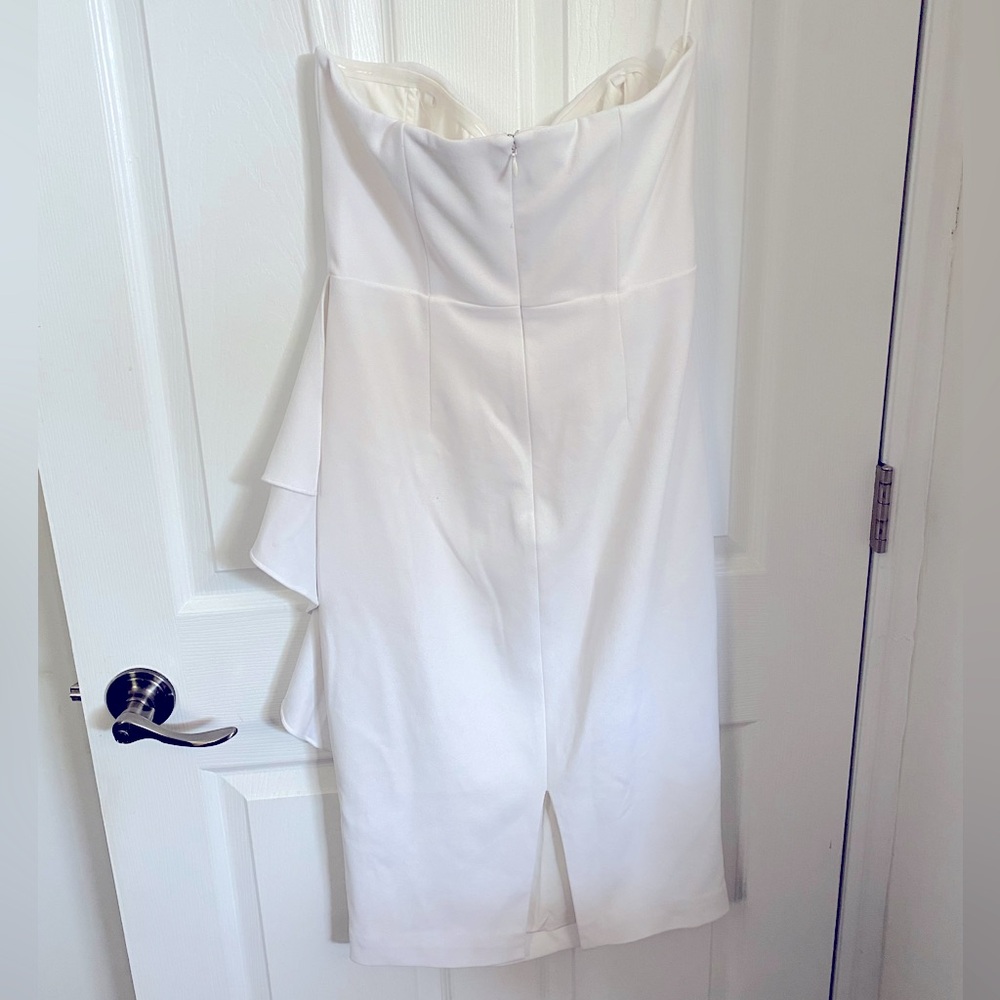 Strapless White Ruffle Dress - Picture 2 of 4